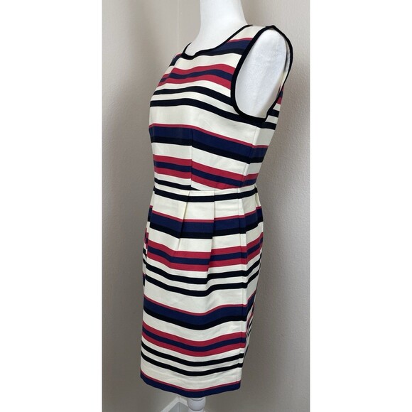 J.Crew Women’s Sleeveless Striped Peg Dress Ivory Pink Blue Career Teacher-8 - Picture 3 of 11